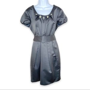 Kristin Davis Gunmetal Gray Satin Cocktail Dress Size 12